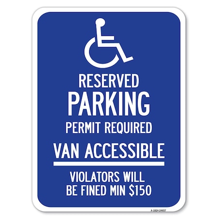 Signmission Connecticut Reserved Parking Permit Required Van Accessible Violators Will Be Fined M, A-1824-24657 A-1824-24657